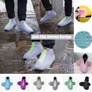 Shoe Boot Cover Protector with Zip Anti Slip Silicone Overshoes Rain Waterproof - Picture 1 of 22