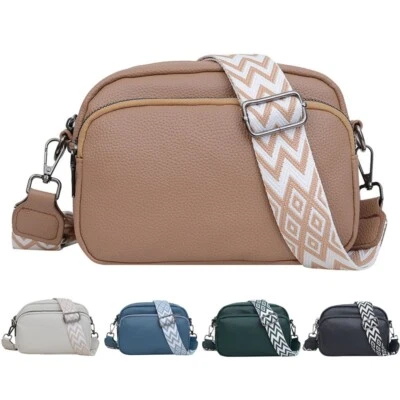 MARKENLOS Crossbody Bag Damen Leder Breiter Gurt Handtasche Umhängetasche Taschen Satchel