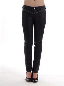 Meltin'Pot Jeans Hose Mally blau glänzend Ziernähte 5-Pocket Zipper - Bild 1 von 2