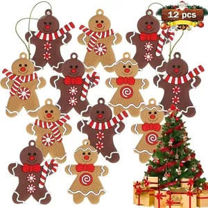 Ornaments Christmas Tree Hanging Pendant Xmas Decoration 12 pcs Gingerbread Man - Picture 1 of 5