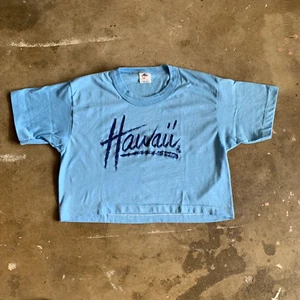 80s VINTAGE POLY TEES HAWAII VACATION SOUVENIR CROP TOP T-SHIRT SZ S HAWAIIAN - Picture 1 of 11