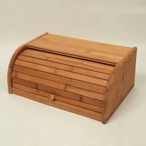 UK STOCK Bamboo Bread Box Kitchen Counter Top Bread Bin Storage Food Organizer - Picture 1 of 11