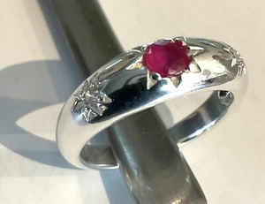 Sterling Silver Antique Victorian style Ruby CZ Engagement Promise Ring  7 N 1/2 - Picture 1 of 7