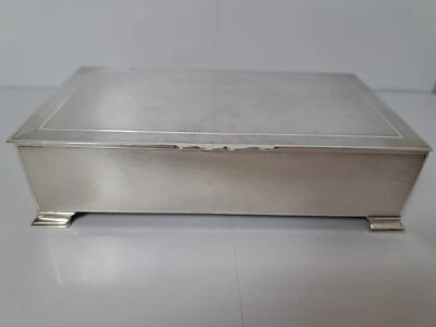 1948 Large Silver Cigarette/ Trinket Box Engine Turned By Walker & Hall 585 g - Image 1 of 4