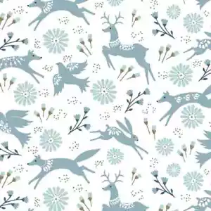 Dashwood Studios Starlit Hollow Fox Reindeer Dove Christmas Blue White Fabric - Picture 1 of 1