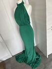 Pink Boutique Cordelia Green Slinky Ruche Backless Prom Maxi Dress 10 Bnwt
