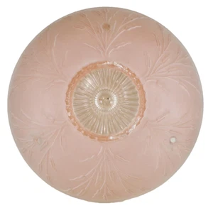 Ceiling Lamp Shade Peachy Pink Frosted Glass & Clear Grasses Retro Vintage #8 - Picture 1 of 7