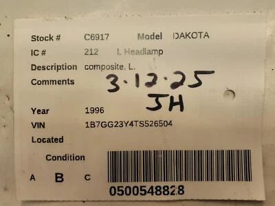 Conjunto de faros izquierdos usados se adapta a: Dodge Dakota 1996 compuesto grado B izquierdo Foto 1 de 4