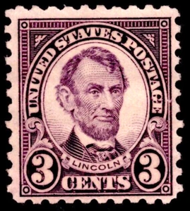 U.S.  #584 Lincoln 3c (1925) violet, Perf 10 MH - Picture 1 of 3