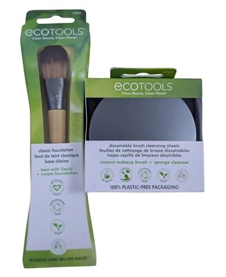 Ecotools 30 hojas limpiadoras de brocha de maquillaje y base clásica brocha de maquillaje Foto 1 de 3