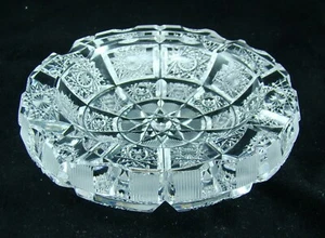 Bohemian Crystal Brilliant Hand Cut QUEEN'S LACE 4 Slot Ashtray READ - Picture 1 of 6