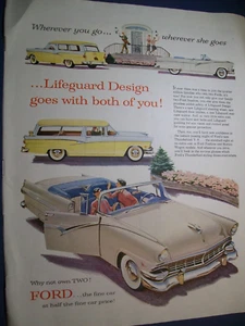 1956 Ford Sunliner convertible & Ranch Station Wagon large-mag car ad - Picture 1 of 1