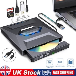 7in1 External USB 3.0 DVD CD RW Writer Drive Burner Reader Player For Laptop PC - Picture 1 of 13