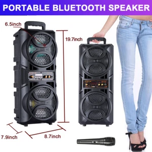 Portable Bluetooth PA Speaker System 3000W Dual 6.5" Subwoofer w/ Microphone In - Picture 1 of 10
