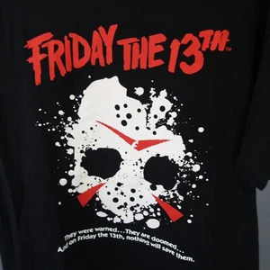Freitag der 13. T-Shirt Herren Gr. L schwarz Large They Were Warned Jason Mask Tee - Bild 1 von 8