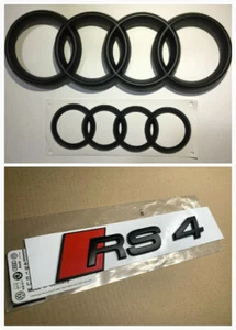 Emblema delantero trasero Audi RS4 conjunto completo insignia negra mate para Audi A4 S4 RS4 - Imagen 1 de 8