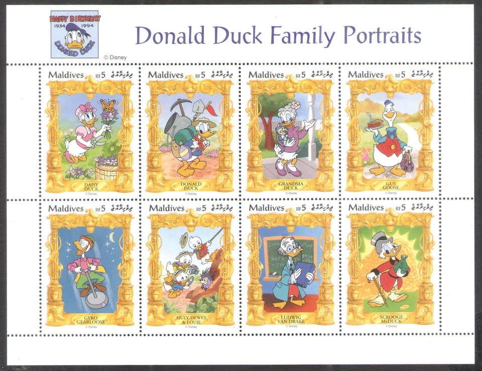 Maldives 1995 Donald Duck Family Portrait Butterfly Cartoon MS MNH - Image 1 of 1