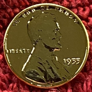 1955 gold plated wheat cent "L" in Liberty on rim defect (c132) - Picture 1 of 3