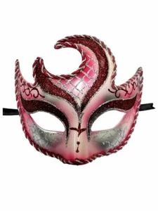 Red Crescent Moon Venetian Mardi Gras Masquerade Mask - Bild 1 von 1
