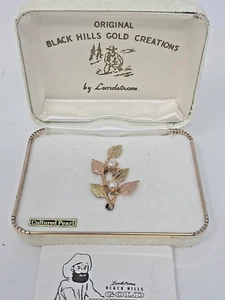 LANDSTROM'S BLACK HILLS  GOLD Leaves And Pearls Broach Pin in BOX 10k-12k   - Picture 1 of 11