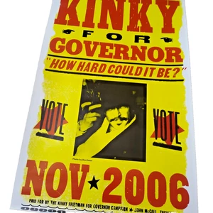 Poster vintage anni 2000 Kinky Friedman Governatore campagna elettorale TX - foto Don Imus - Foto 1 di 6