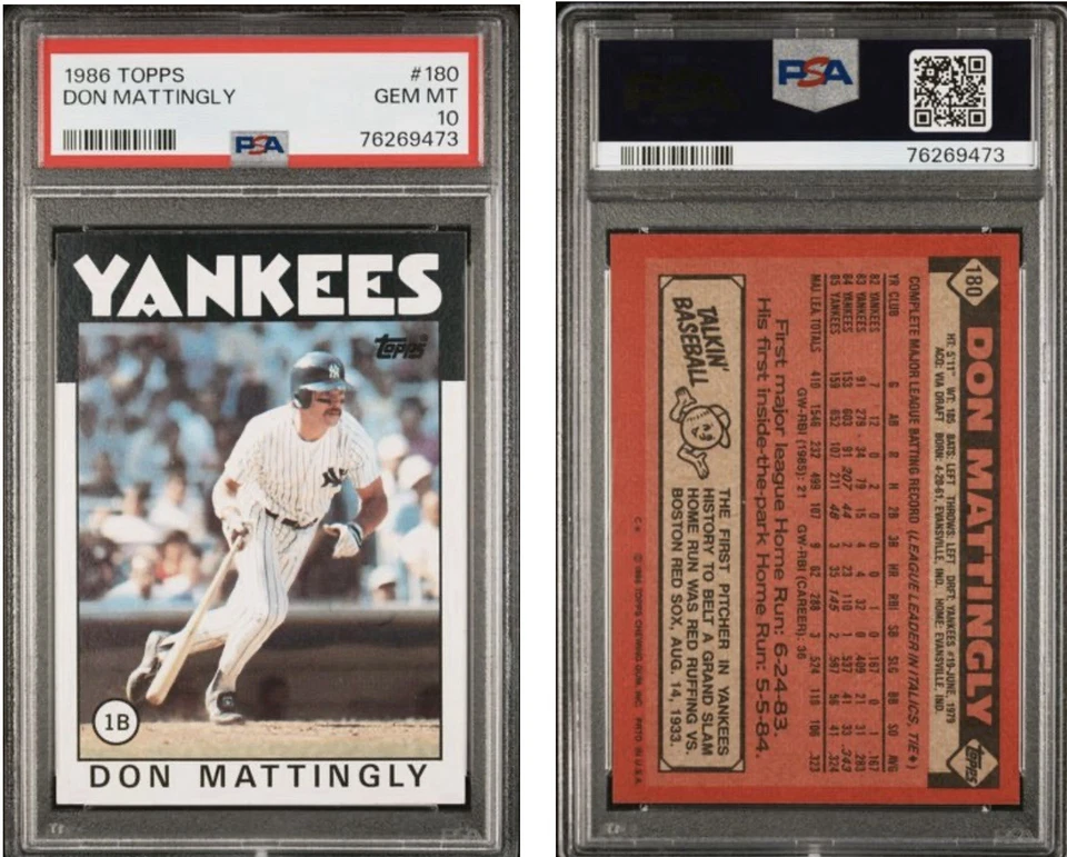 Tarjeta de Don Mattingly 1986 Topps #180 PSA 10 Pop 193 Foto 1 de 1