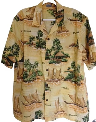 Camisa Amarilla Royal Creations Hawaiana Para Hombre Talla 2XL Manga Corta Floral Aloha Foto 1 de 4