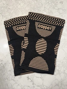 Copper Black Beige 2 Knee Braces Compression Sleeve Non-Slip Grip Size XXL  - Picture 1 of 5