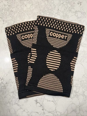 Copper Black Beige 2 Knee Braces Compression Sleeve Non-Slip Grip Size XXL  - Image 1 of 4