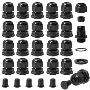 30 PIEZAS 1/2" NPT Cable Glándula, IP68 Impermeable Ajustable Alivio de Tensión Cable Con... - Imagen 1 de 5