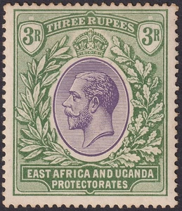 East Africa Uganda 1912 KGV 3r Violet and Green Mint SG55 cat £40 tones - Picture 1 of 2