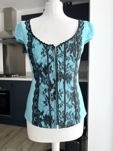 Jane Norman Vintage Y2K Lace Mesh Corset Fitted Top - Picture 1 of 7