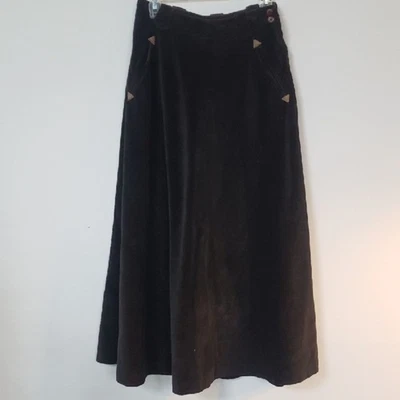 Ralph Lauren Country Skirt 12 Chocolate Brown Corduroy Maxi Vintage 90s Western - Image 1 of 4