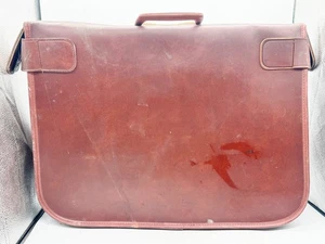 VINTAGE BROWN LEATHER GARMENT BAG SUIT CARRIER CASE RETRO TRAVEL LUGGAGE - Picture 1 of 9