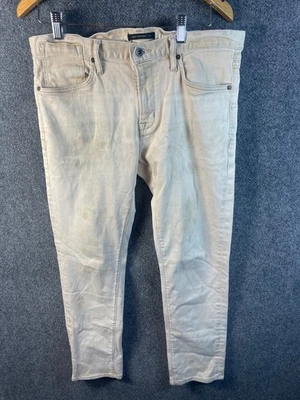 John Varvatos Mens Creme Jeans Zip Fly Sz 34 Skinny USA Cotton - Image 1 of 4