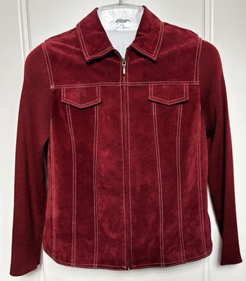 Coolwater Creek Chaqueta Vaquera Cremallera Completa Gamuza Cuero Lana - Para Mujer 10 Foto 1 de 4