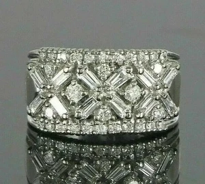 3Ct Baguette Cut Simulated Diamond Men's Wedding Band Ring 14k White Gold Plated - Picture 1 of 4