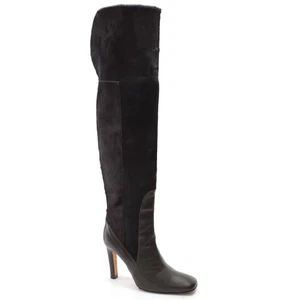Damas Tania Spinelli Pelo de Poni Botas Sobre la Rodilla 39.5/9 Marrón Cuero Tacón Zapatos - Imagen 1 de 6
