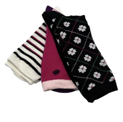 Paquete de 3 calcetines Kate Spade para mujer con logotipo de rayas florales talla 4-10 Foto 1 de 4