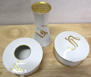 Signiert O&E G Royal Austria Edna Porzellan Waschtisch Kommode Set Monogramm S vergoldet - Bild 1 von 16