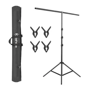 Adjustable Studio Photography Backdrop Stand T-Shape Background Kit 4 Clip & Bag - Picture 1 of 9