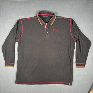 COOGI Men's Polo 4XL Long Sleeve Black Embroidered Leaves - Picture 1 of 8