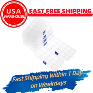 6 PCS Clear Jewelry Box Plastic Bead Storage Container Earrings Organizer, New - Picture 1 of 14
