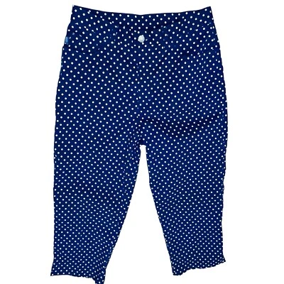 Pantalones de mezclilla Lauren de Ralph Lauren azul blanco estampado de lunares talla 10 nuevos sin etiquetas Foto 1 de 4