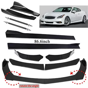 For Infiniti G37 G35 Sedan Glossy Black Front Bumper Lip Splitter Side Skirts - Picture 1 of 11