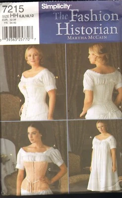 Simplicity 7215 The Fashion Historian Corset and Chemise Size 6-12 Uncut - Image 1 of 2