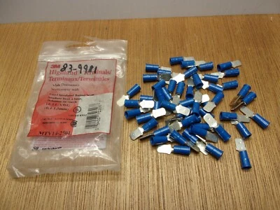 (Qty.50) 3M MTV14-250L 16-14 AWG Male Disconnect Terminal 250 Tab Insulated USA - Image 1 of 4