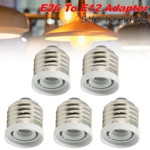 Light Bulb Socket Adapter Medium Base E26 E27 To E12 Candelabra Screw Reducer US - Picture 1 of 12