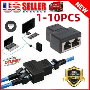 RJ45 Splitter Adapter LAN Ethernet Cable 1-2 Way Dual Female Port Connector Plug - Picture 1 of 12
