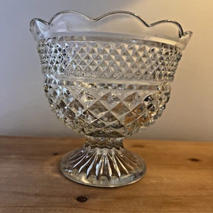 Vintage Anchor Hocking WEXFORD Clear Pedestal Centerpiece Trifle Bowl Footed - Picture 1 of 4